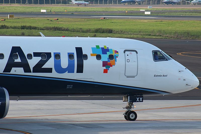 imagem colorida aviao logootipo empresa aerea azul