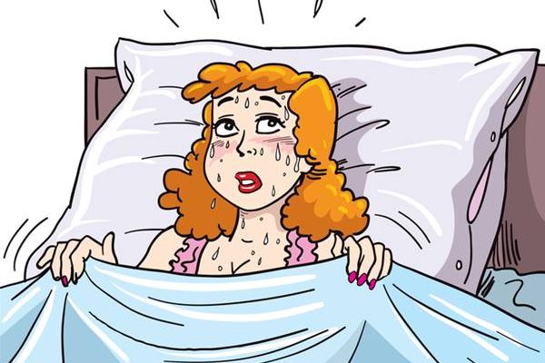 Ilustração representa ondas de calor da menopausa precoce