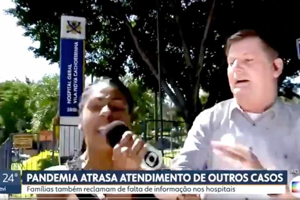 Mulher invade link do repórter Renato Peters, Globo