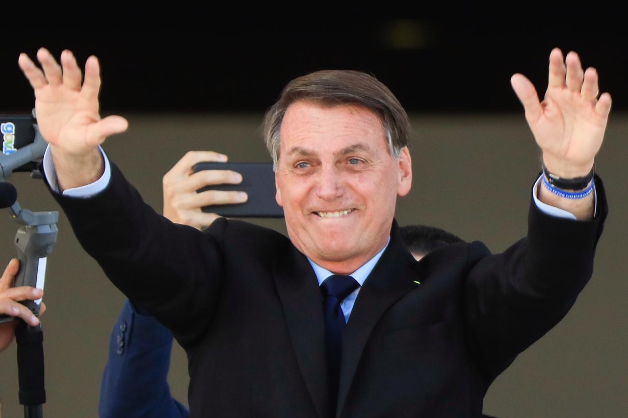 Presidente Jair Bolsonaro no Planalto após orar com pastores