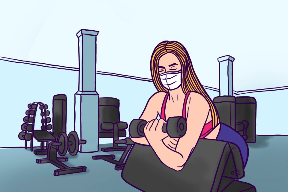 Ilustração de mulher em academia