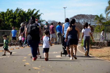 Parque da cidade em meio a pandemia no domingo