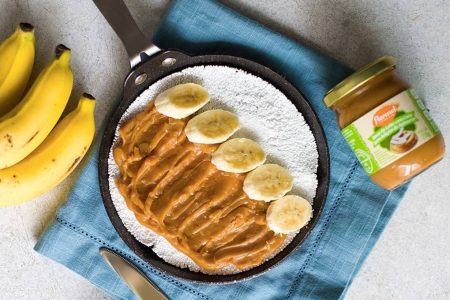 Tapioca com banana e doce de leite da Flormel