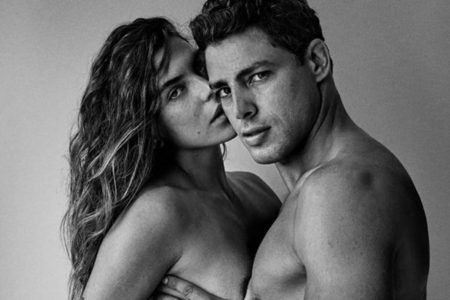 Foto em preto e branco de Mariana Goldfarb e Cauã Reymond em imagem sensual - Metrópoles