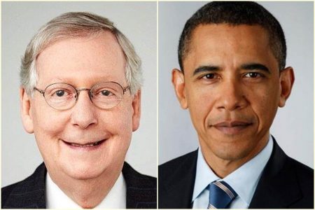 senador americano Mitch McConnell e ex-presidente Barack Obama