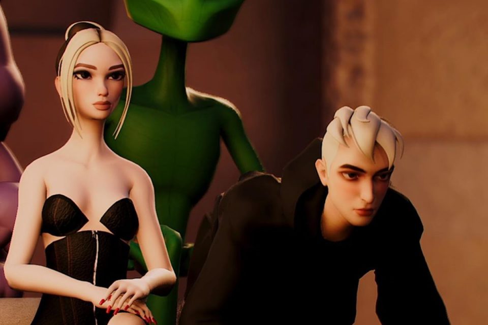 Avatares de Dua Lipa e Anwar Hadid em desfile digital da marca GCDS