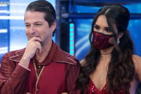 Marcelo Serrado e dançarina do Faustão