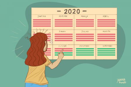mulhre riscando calendário de 2020