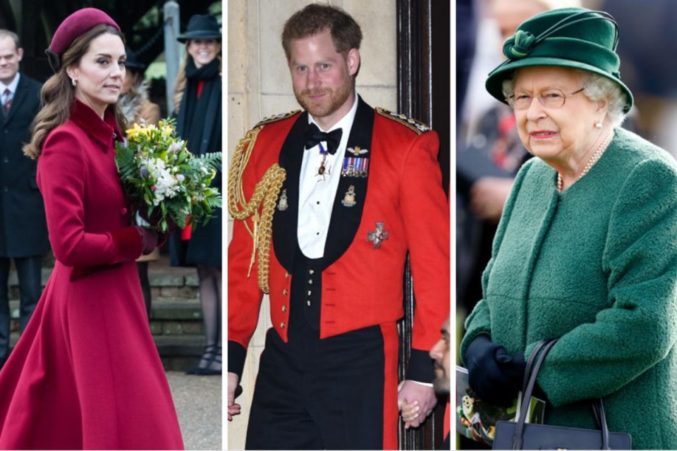 Kate Middleton, príncipe Harry e rainha Elizabeth