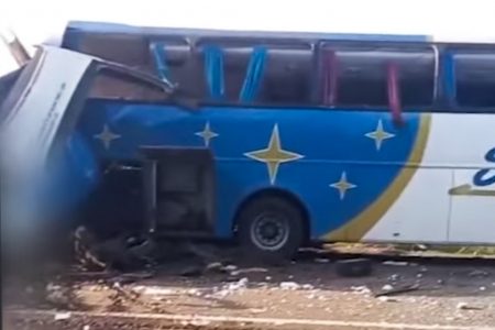 acidente entre ônibus e caminhão em SP 1