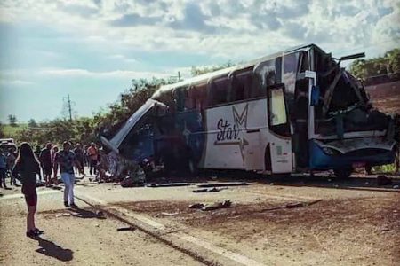 acidente entre ônibus e caminhão em SP 1