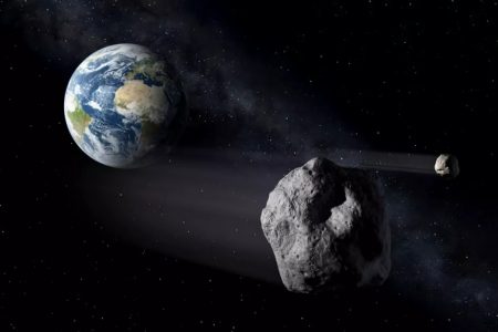 Imagem ilustrativa da Nasa sobre asteroide potencialmente perigoso