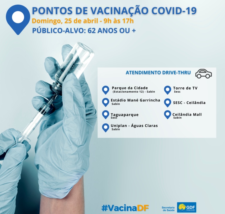 Locais de vacinação no DF no fim de semana