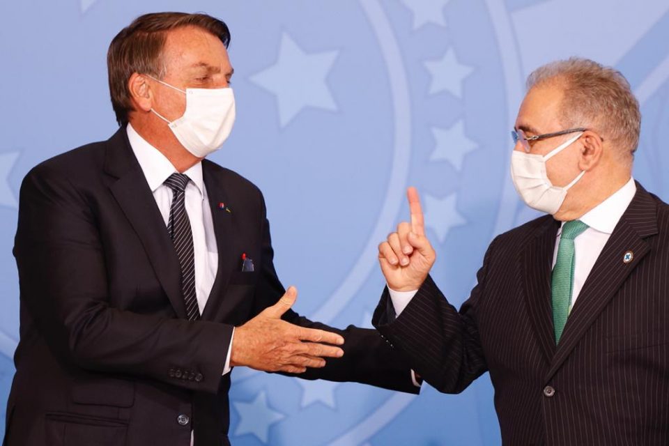 Presidente da República, Jair Bolsonaro, e ministro da Saúde, Marcelo Queiroga