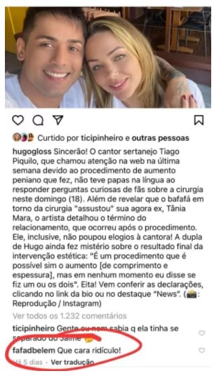 Fafa havia criticado Tiago