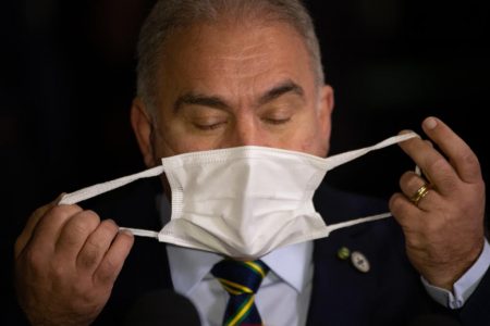 Ministro da Saúde Marcelo Queiroga, fala com à imprensa sobre a saída do governo 5
