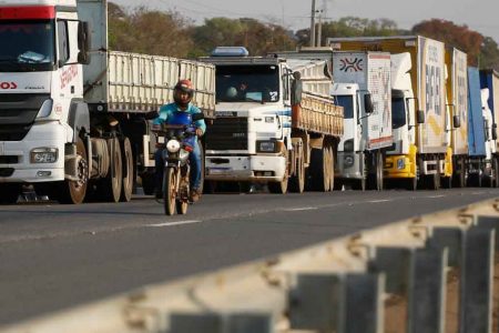 Bloqueio de caminhoneiros em Goiás, na GO-020