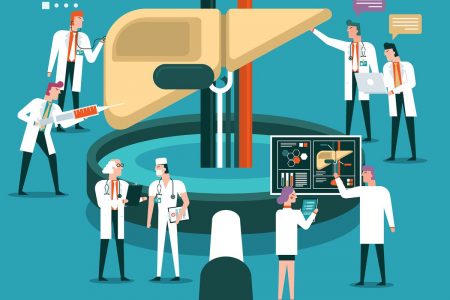 médicos analisam fígado