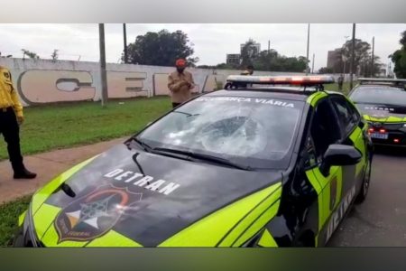 viatura do detran destruída