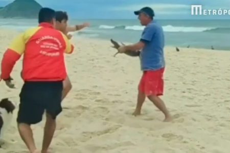 Jacaré usado como arma na praia do Recreio