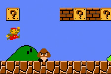 Cena do jogo Mario em que ele está pulando sobre uma coruja
