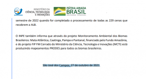 Data da nota técnica mostra que governo já sabia da alta do desmatamento antes da COP26