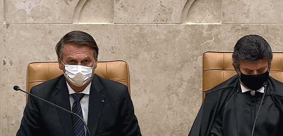Jair Bolsonaro e Luiz Fux na posse de André Mendonça no STF