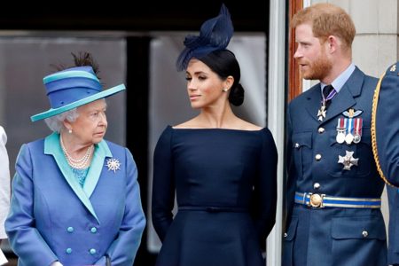 Rainha Elizabeth, príncipe Harry e Meghan Markle