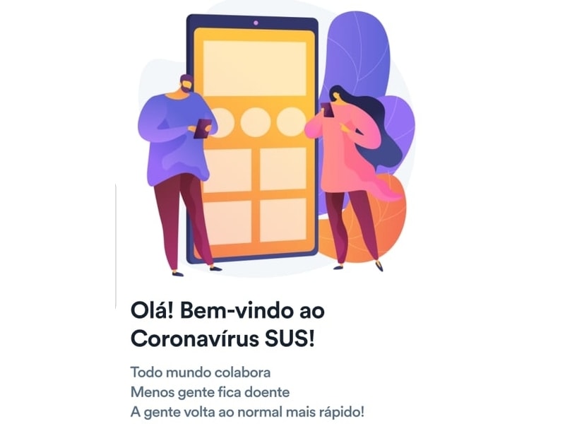 Imagem de abertura do aplicativo Coronavírus Sus