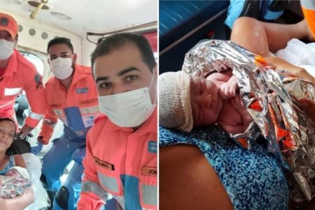Mulher de 32 anos entrou em trabalho de parto antes que os bombeiros conseguissem levá-la ao hospital