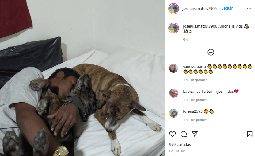Choco morador de rua colombiano com seus cachorros