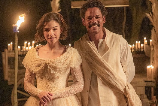 Pilar (Gabriela Medvedovski) e Samuel (Michel Gomes) em Nos Tempos do Imperador