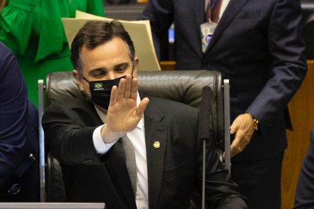 Rodrigo Pacheco durante abertura da sessão solene destinada a inaugurar a 4a Sessão Legislativa Ordinária da 56a Legislatura.8