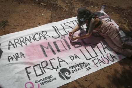 Ato em protesto pela morte do congolês Moïse Mugenyi Kabagambe, de 24 anos, que foi morto na segunda-feira (24/1), próximo a um quiosque na Barra da Tijuca