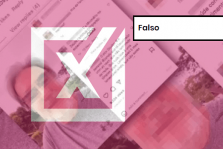Print de publicação nas redes sociais com etiqueta de conteúdo falso