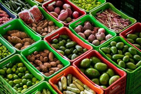 Caixas de legumes na Ceasa