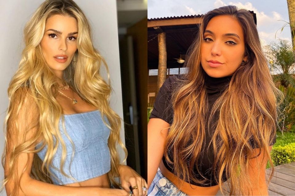 Montagem. Na esquerda, Yasmin Brunet. Na direita, Vanessa Lopes