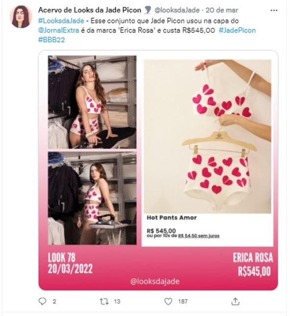 Mulher branca com roupas de coração
