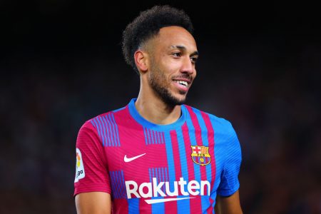 Pierre Aubameyang, atacante do Barcelona, em partida contra o Atlético de Bilbao, realizada em fevereiro