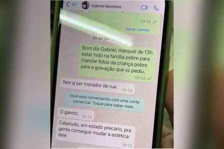 Gabriel Monteiro pele para equipe encontrar morador de rua cabeludo