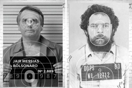Alvos com fotos de Lula e Bolsonaro