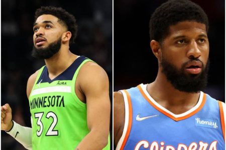 -Karl Anthony Towns, do Minnesota Timberwolves, e Paul George, do Los Angeles Clippers