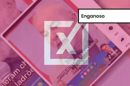 Imagem colorida de post enganoso sobre fala do ex-presidente Lula