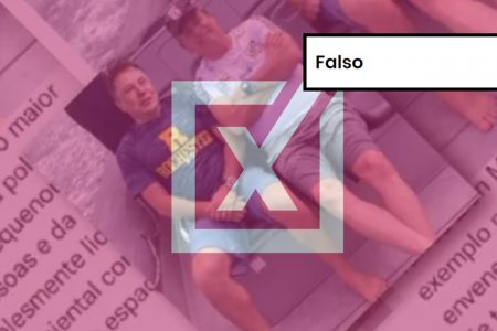 Imagem colorida de post falso sobre encontro entre Elon Musk e Jair Bolsonaro