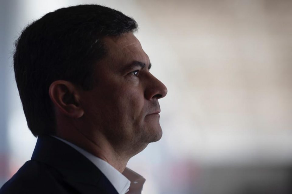 PCC Ex-juiz Sergio Moro chega no evento de lançamento da pré-candidatura à presidência da república do presidente nacional do União Brasil, Luciano Bivar