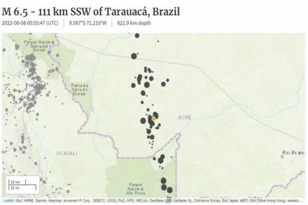 Mapa mostra o epicentro do terremoto do terremoto