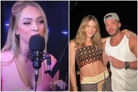 montagem de duas fotos colorida: a diretira uma mulher loira e a esquerda um casal abraçado
