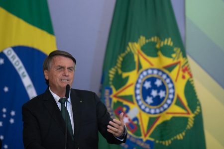 Presidente Jair Bolsonaro durante Solenidade alusiva à Política Nacional para Recuperação das Aprendizagens na Educação Básica e ao MECPlace no palacio planalto em brasília