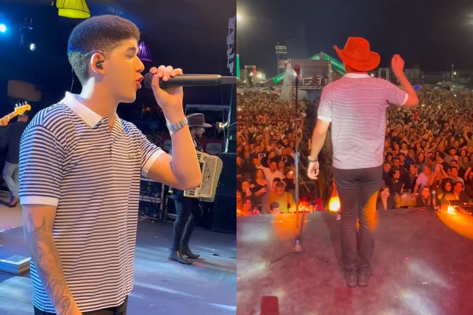 Montagem com duas fotos coloridas do cantor Zé Vaqueiro