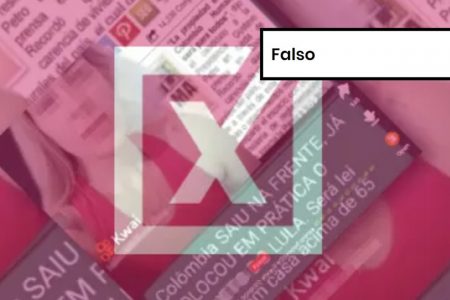 Imagem colorida de post falso sobre Lula e presidente eleito na Colômbia